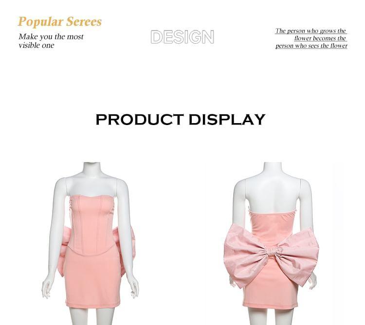 Plain Bow Back Mini Sheath Tube Dress Product Image