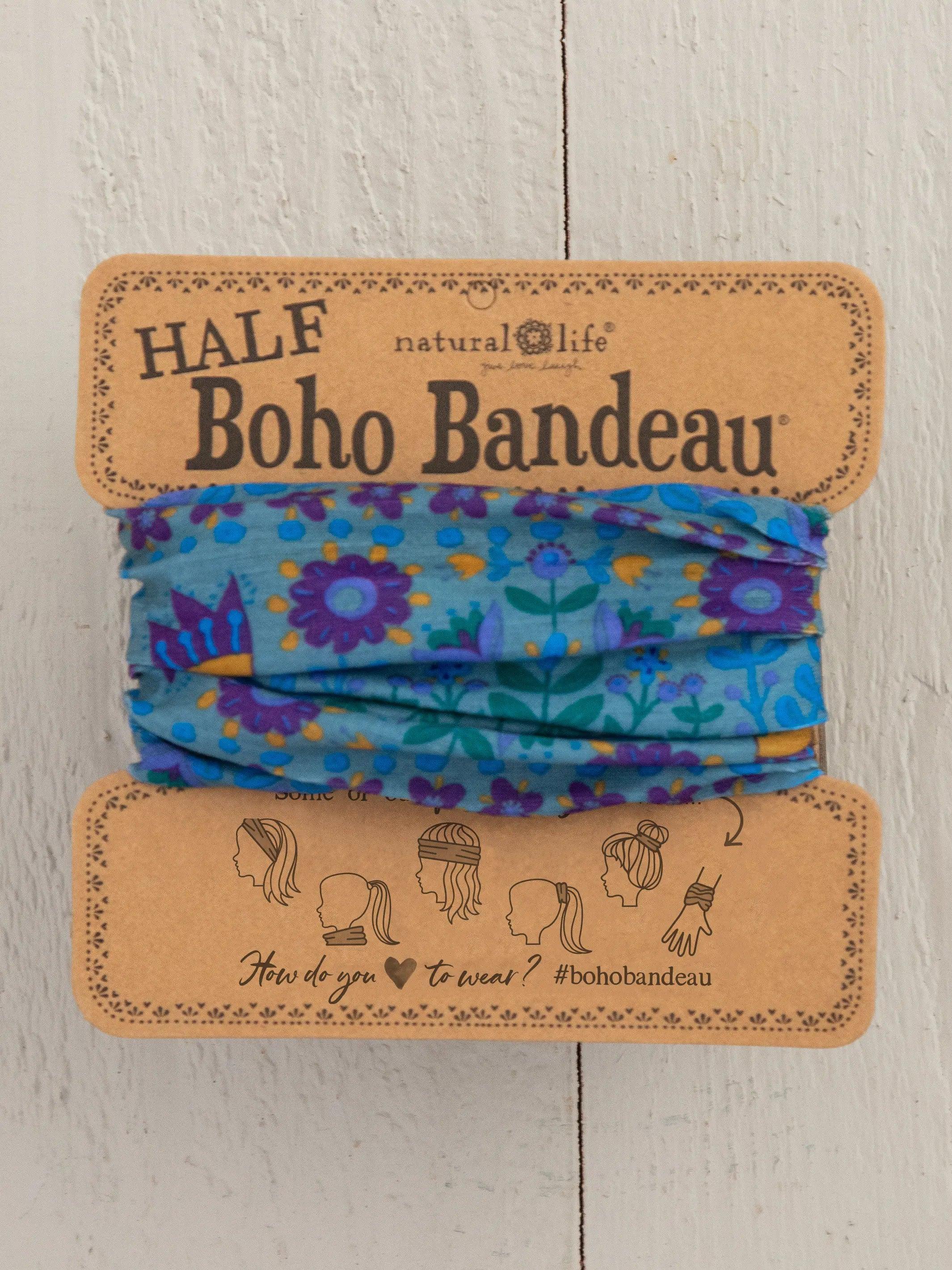 Half Boho Bandeau® Headband - Blue Floral Mandala Product Image