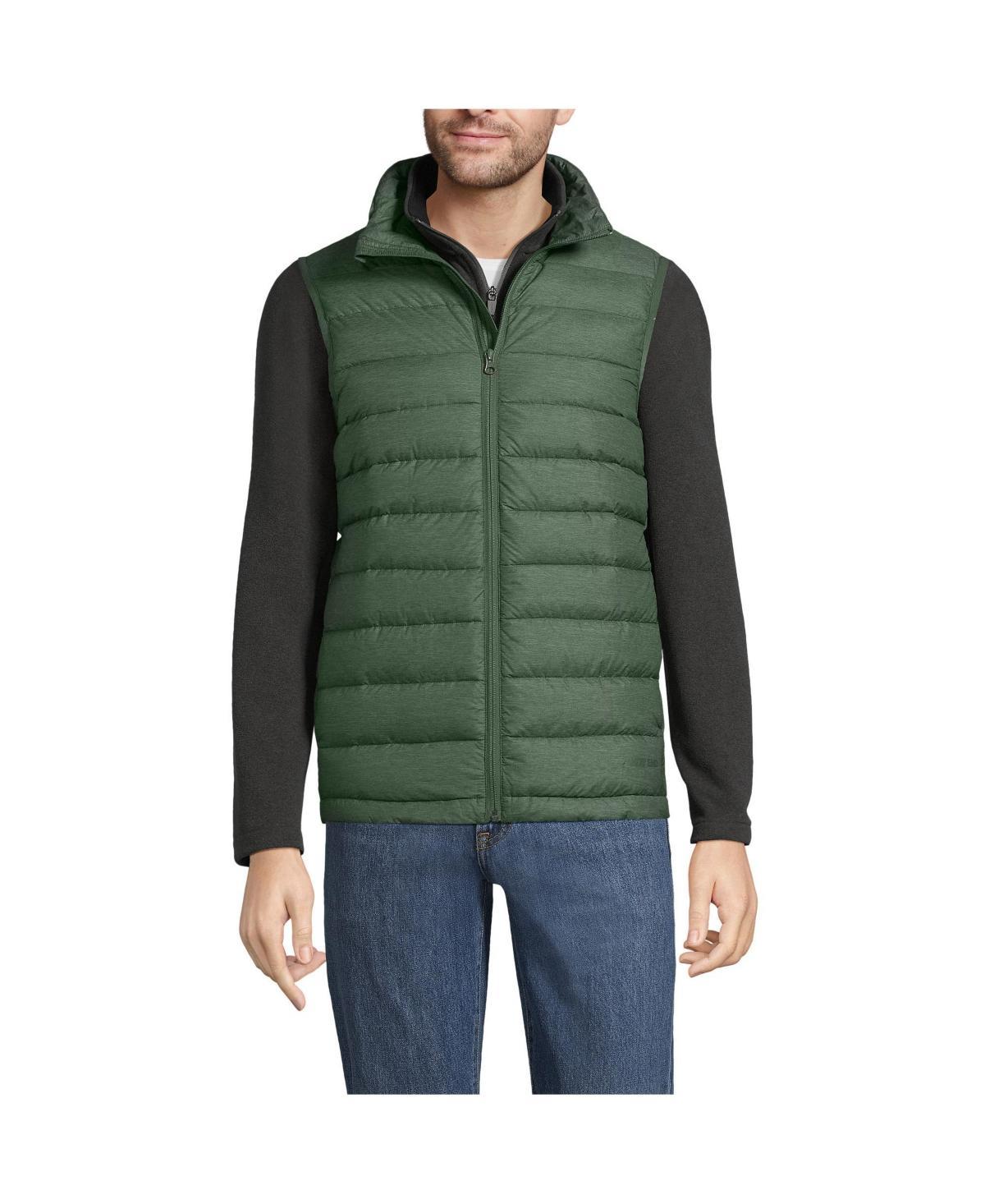 Mens Lands End Wanderweight Down Puffer Vest Estate Green Grey Product Image