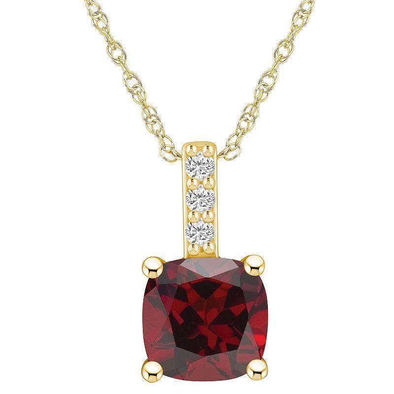 Alyson Layne 14k Gold Cushion Garnet & Diamond Accent Pendant Necklace, Womens Red Product Image