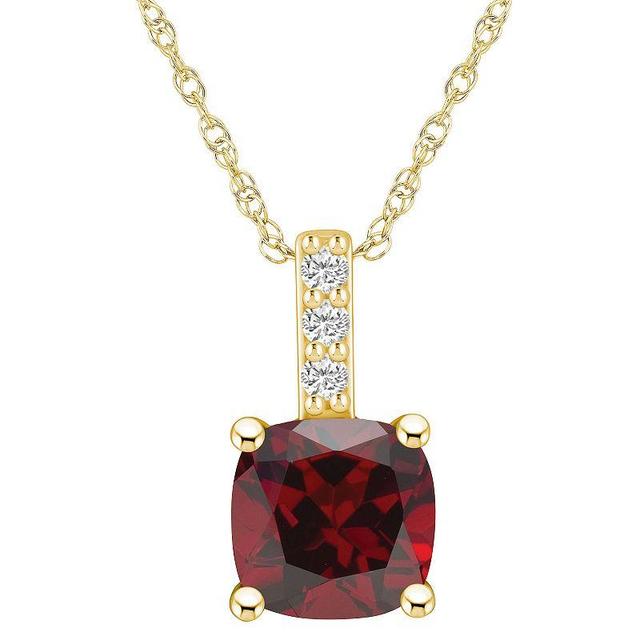 Alyson Layne 14k Gold Cushion Garnet & Diamond Accent Pendant Necklace, Womens Product Image