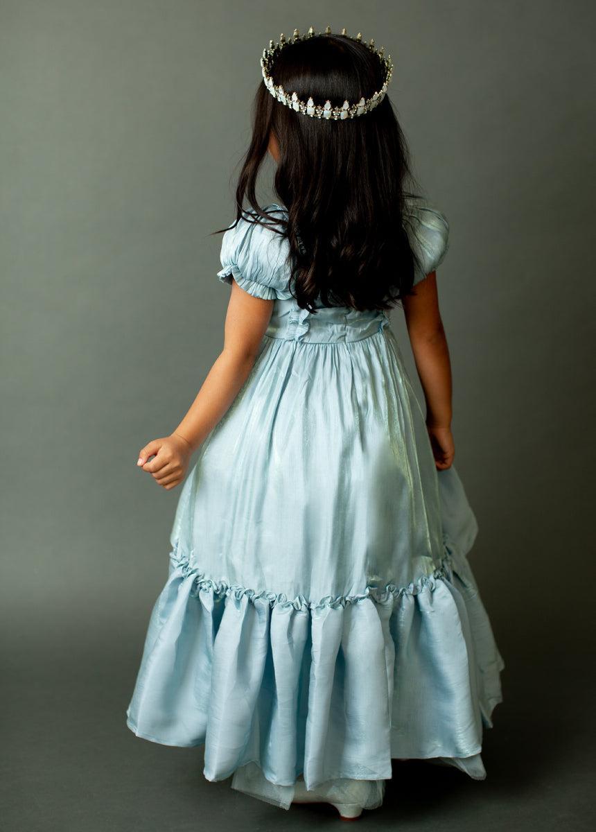 Mathilda Petticoat Dress in Powder Blue Iridescent Product Image