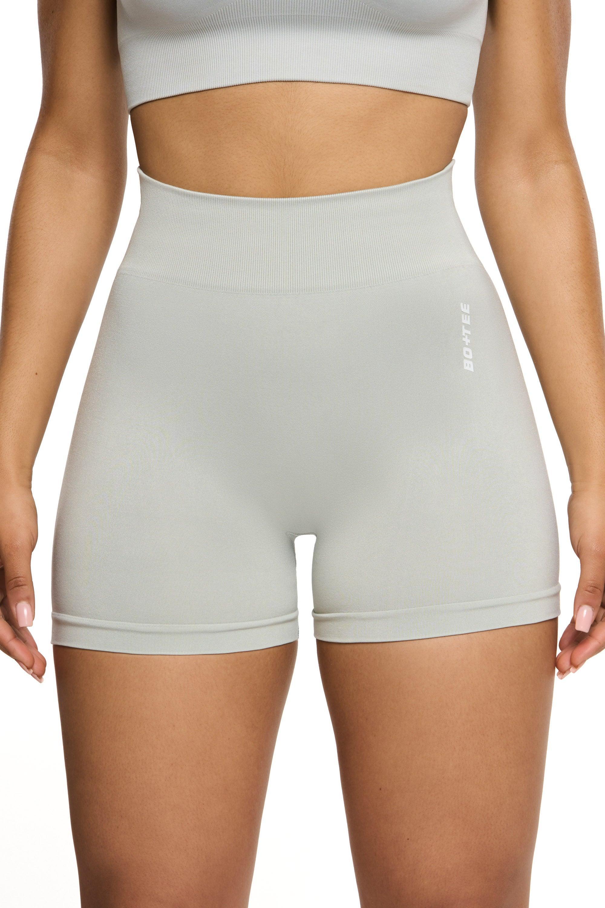 Seamless High Waist Mini Shorts in Grey Product Image