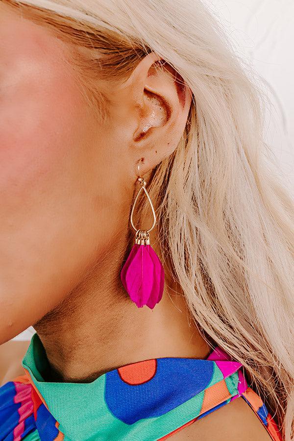 Signature Look Feather Earrings In Hot Pink Product Image