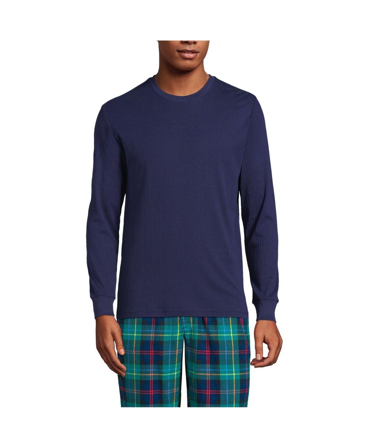 Mens Lands End Knit Ribbed Crewneck Pajama Sleep Shirt Product Image