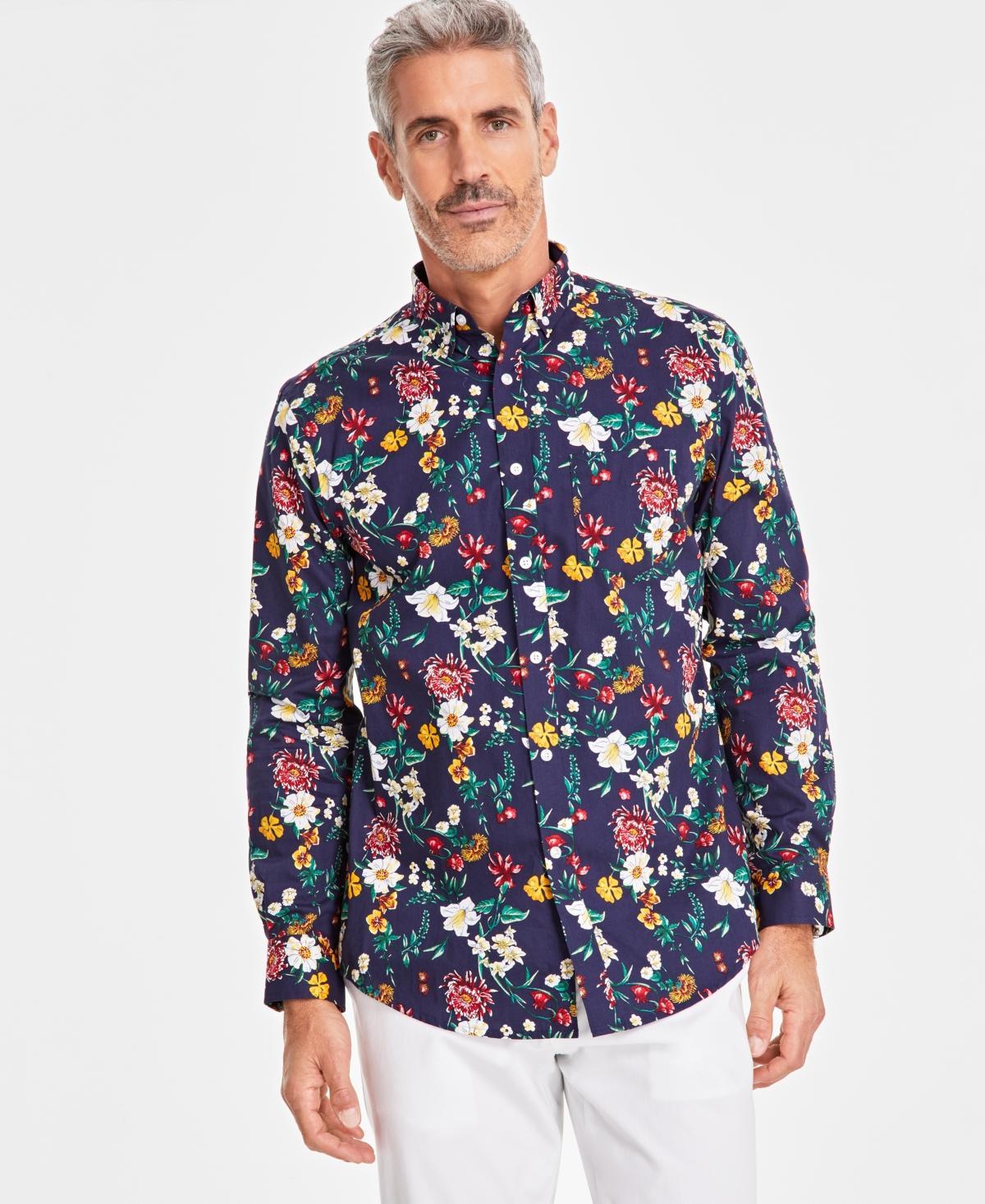 Club Room Mens Garden Floral Poplin Long-Sleeve Button-Down Shirt, Created for Macys Product Image