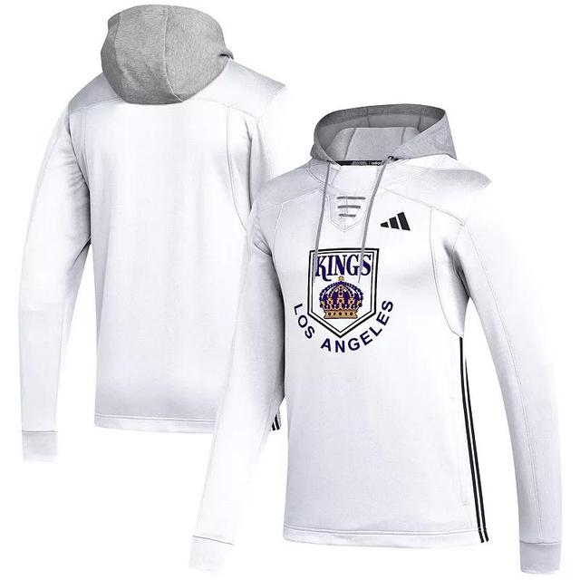 Mens adidas White Los Angeles Kings Refresh Skate Lace AEROREADY Pullover Hoodie Product Image