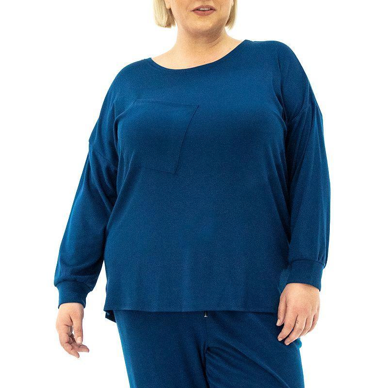 Plus Size Nina Leonard Drop Shoulder Crewneck Top, Womens Product Image