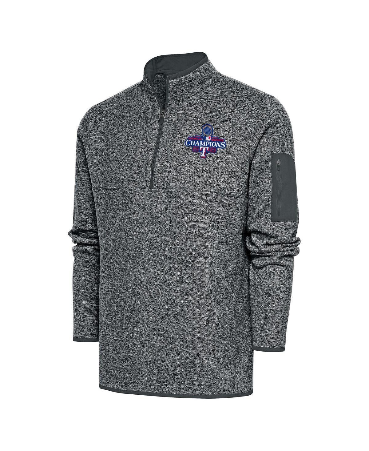 Antigua Mens Heather Gray Texas Rangers 2023 World Series Champions Fortune Quarter-Zip Pullover Jacket Product Image