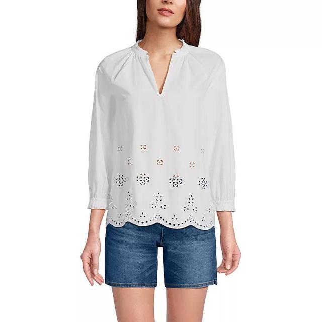 Womens Lands End Eyelet Split Neck Shirt Product Image