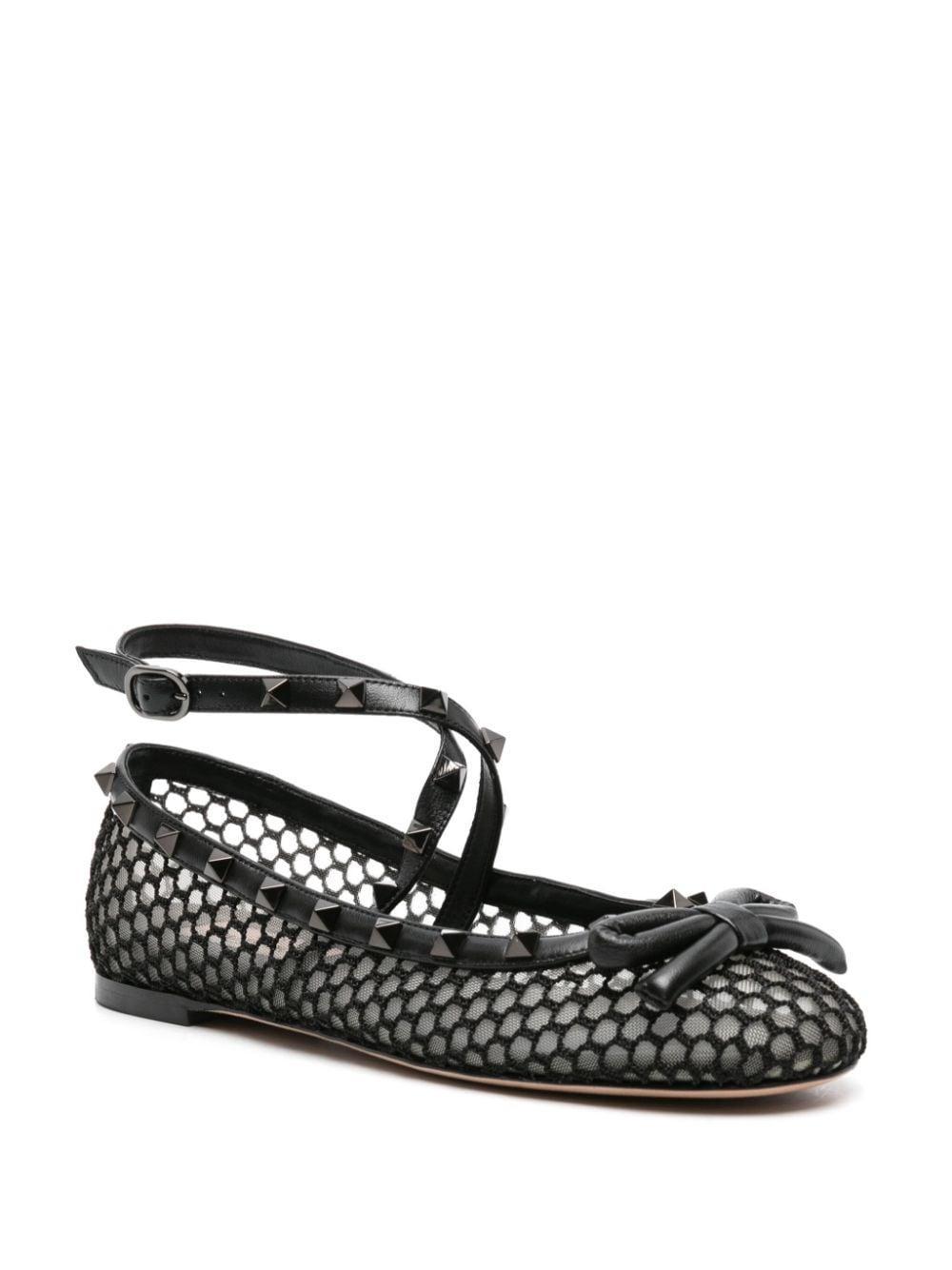 Black Rockstud Ballerina Flats Product Image