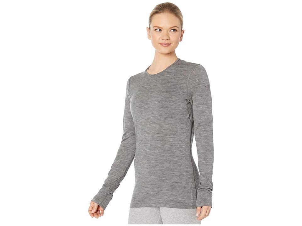 Icebreaker 200 Oasis Merino Baselayer Long Sleeve Crewe (Gritstone Heather 1) Women's Clothing Product Image