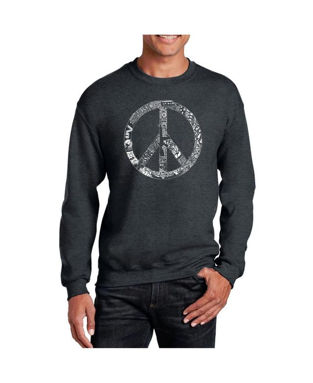 La Pop Art Mens Word Art Peace, Love and Music Crewneck Sweatshirt Product Image