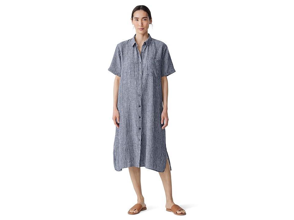 Eileen Fisher Classic Collar Shirt Dress (Ocean) Women's Dress Product Image