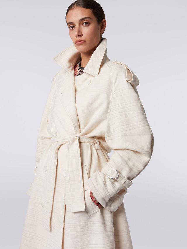 Trench coat in slub jacquard cotton canvas Beige | Missoni Product Image