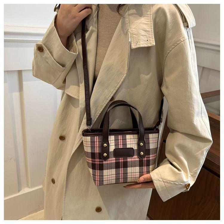 Plaid Top Handle Crossbody Bag Product Image