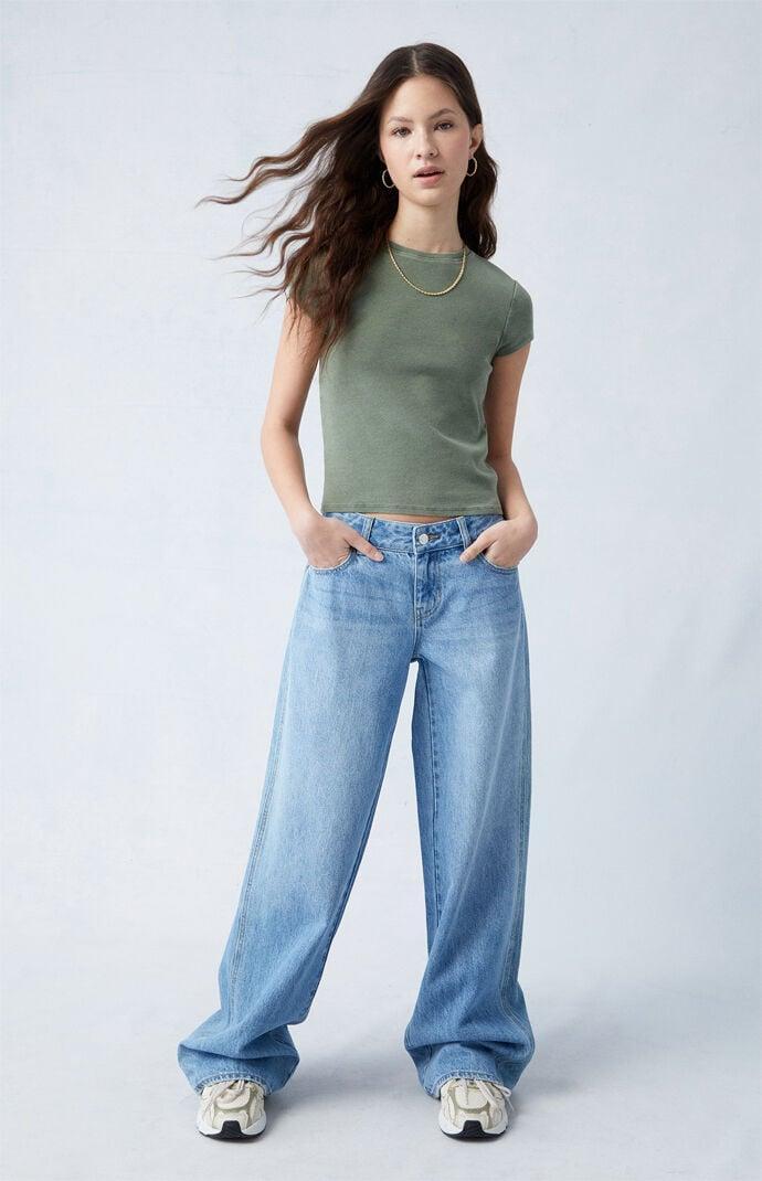 Womens Eco Dark Indigo Low Rise Baggy Jeans Product Image