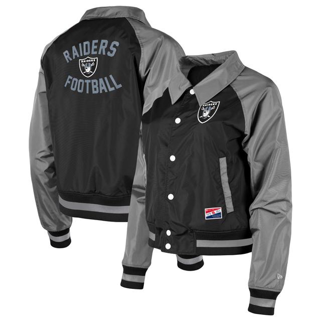 Womens New Era Black Las Vegas Raiders Coaches Raglan Full-Snap Jacket Product Image