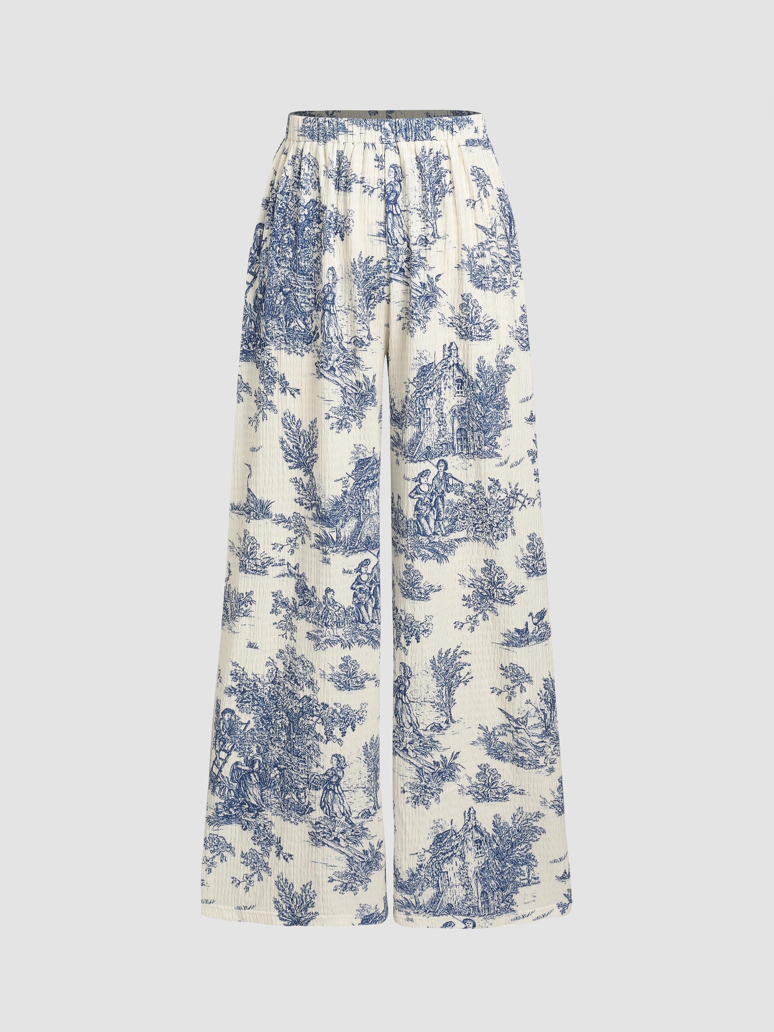 Toile de Jouy Wide Leg Trousers Product Image