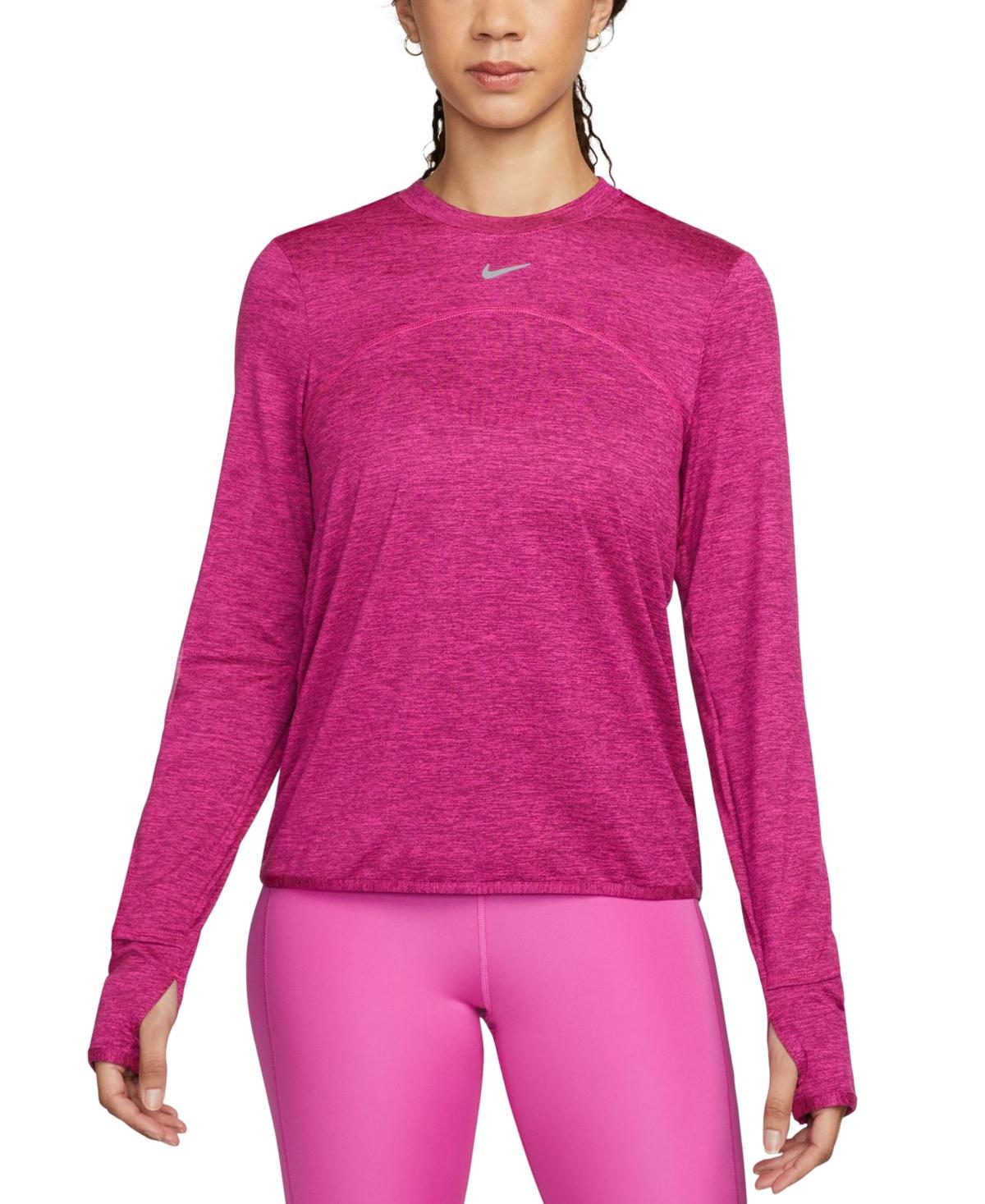 Nike Womens Dri-fit Swift Element Uv Crewneck Top - Fireberry/bordeaux/heather Product Image