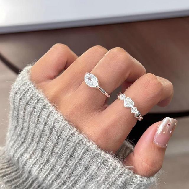 Heart / Irregular Rhinestone Alloy Open Ring Product Image