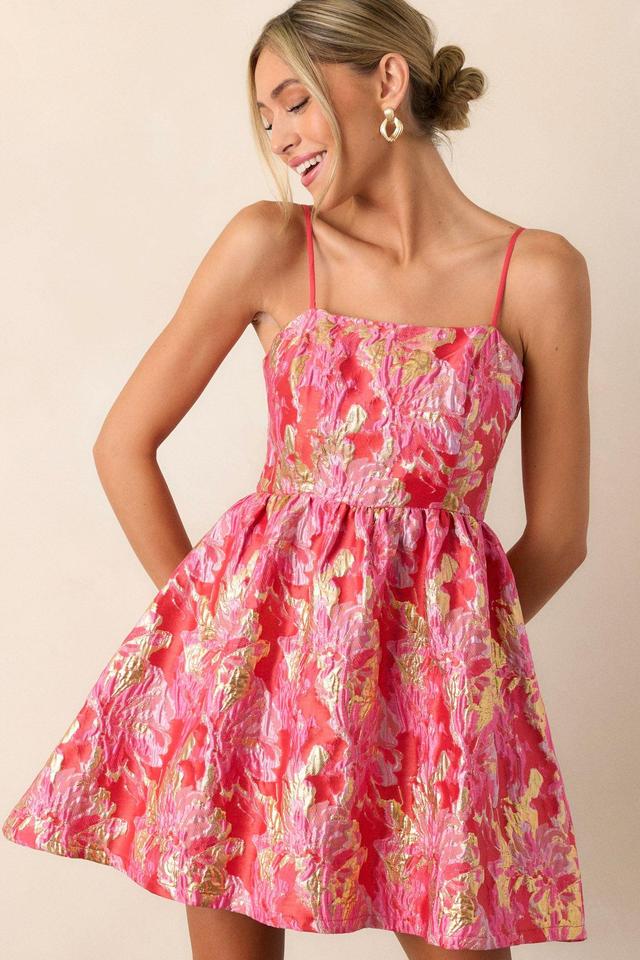 Fluorescent Dreams Pink Jacquard Mini Dress Product Image