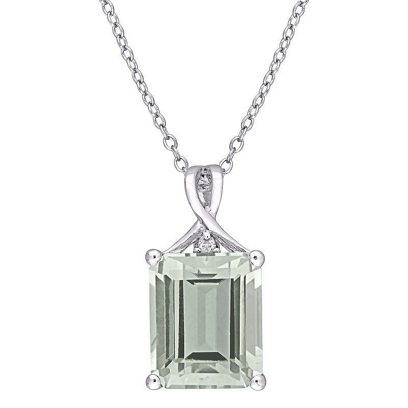 Stella Grace Sterling Silver Green Quartz & White Topaz Pendant Necklace, Womens Product Image