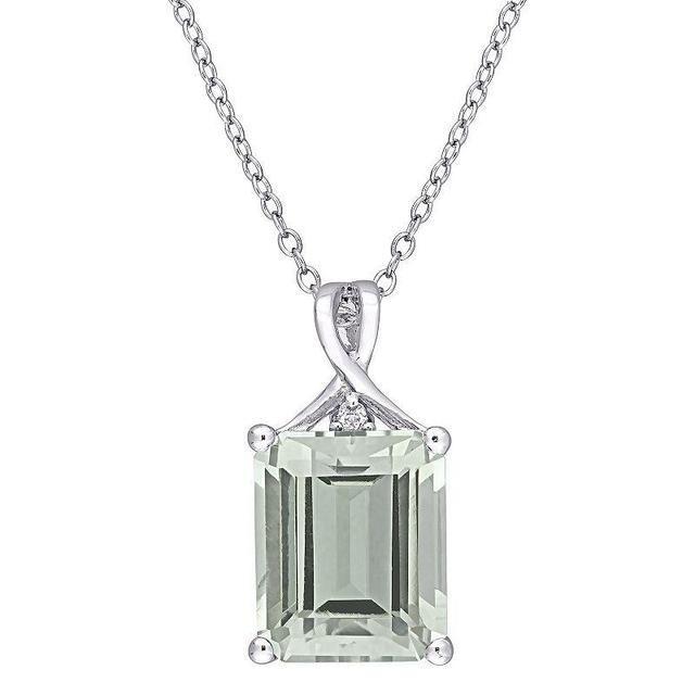 Stella Grace Sterling Silver Green Quartz & White Topaz Pendant Necklace, Womens Multicolor Product Image