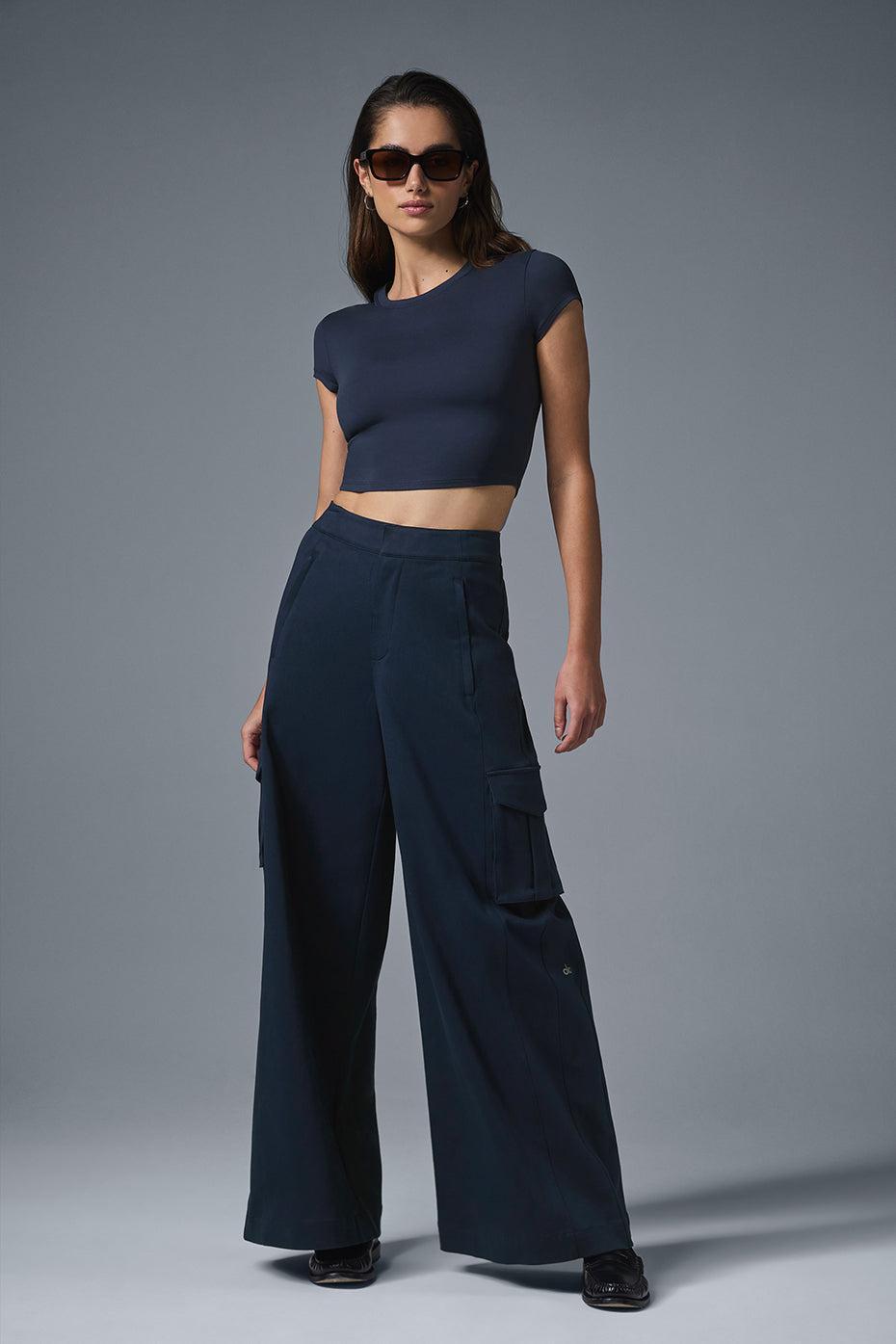 Show Off Cargo Wide Leg Trouser - Navy Female product image