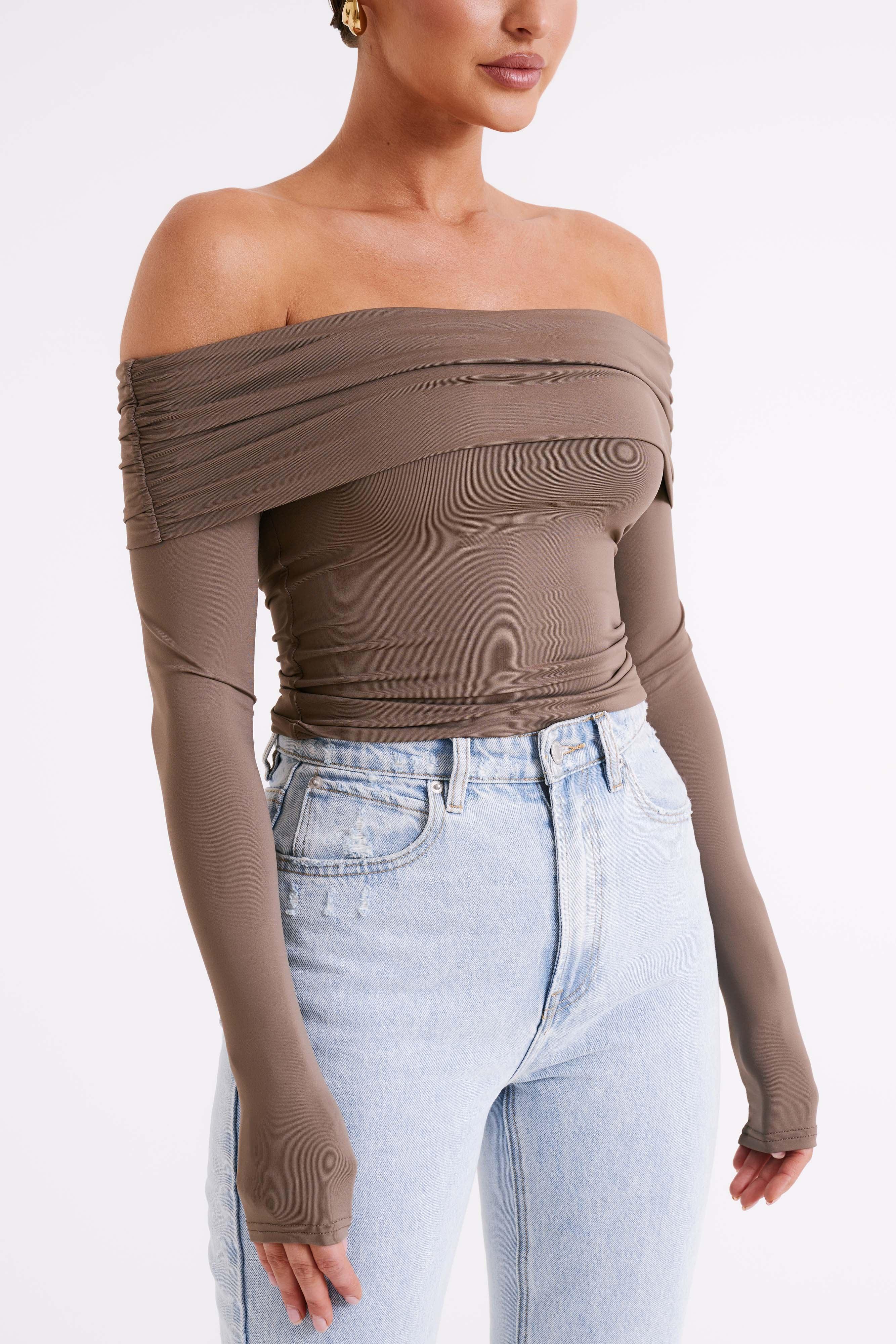 Lucinda Recycled Nylon Off Shoulder Top - Coco Product Image