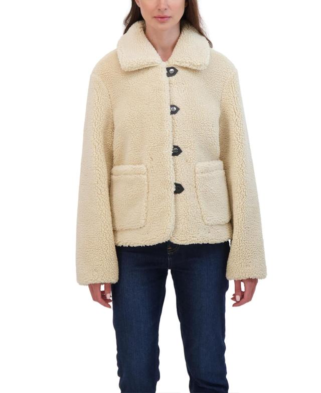 Sebby Collection Womens Faux Fur Sherpa Snap Front Jacket Product Image