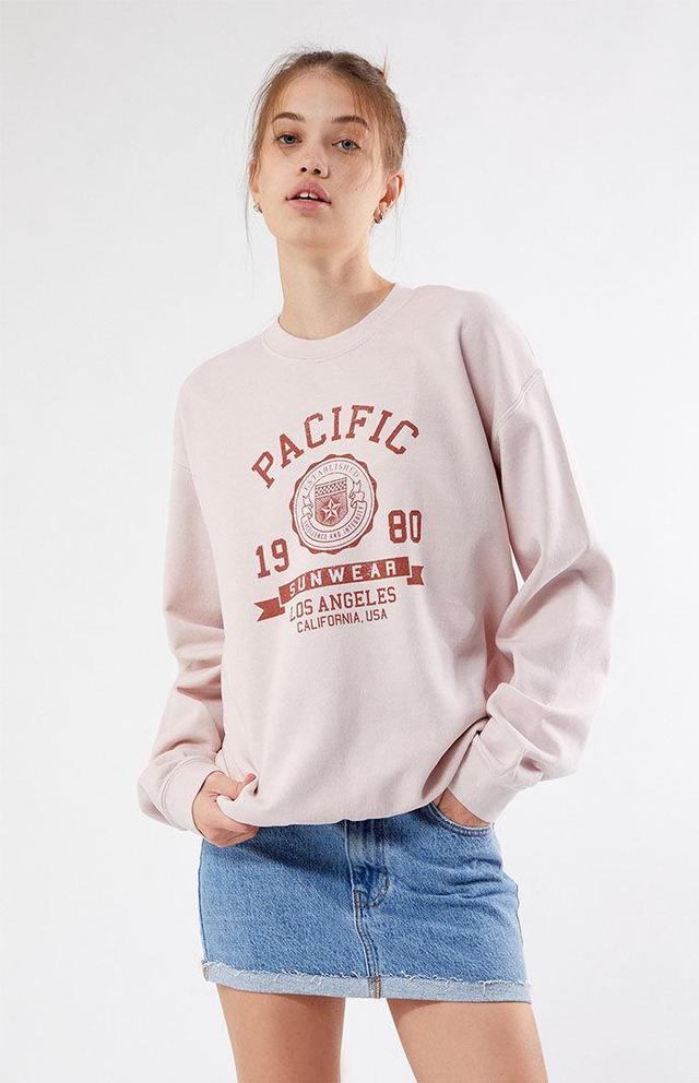 Women's Pacific Sunwear Crest Crew Neck Sweatshirt Product Image