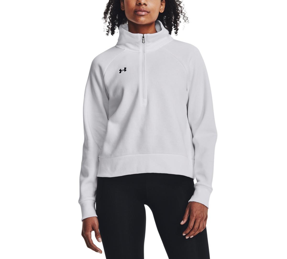 Under Armour Womens Rival Fleece Mock-Neck Half-Zip Sweatshirt - Black / product image