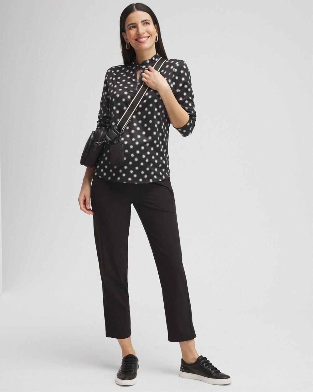 Zenergy® UPF Polka Dot Ruffle Neck Top Product Image