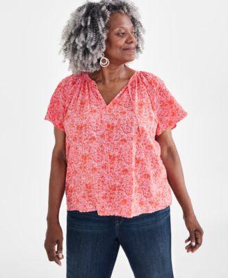 Plus Size Flutter-Sleeve Top, Created for Macy's Product Image