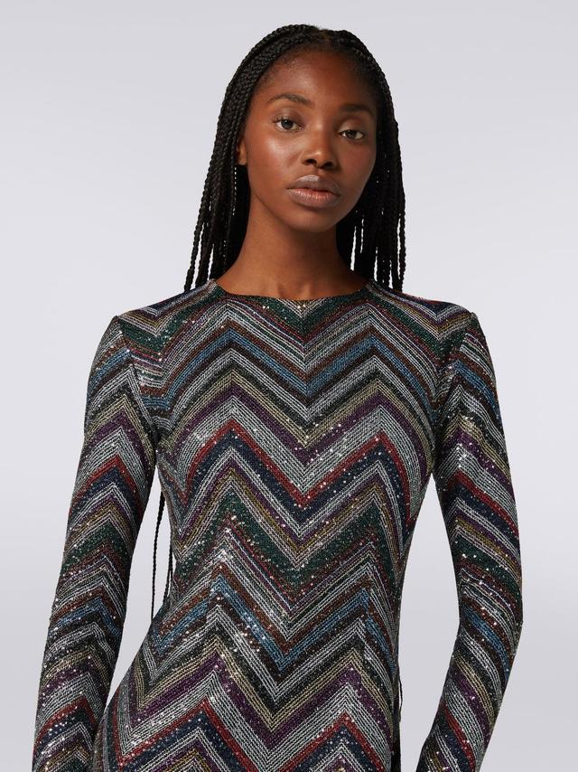 Long dress in viscose blend with zigzag and sequins Multicoloured | Missoni Product Image