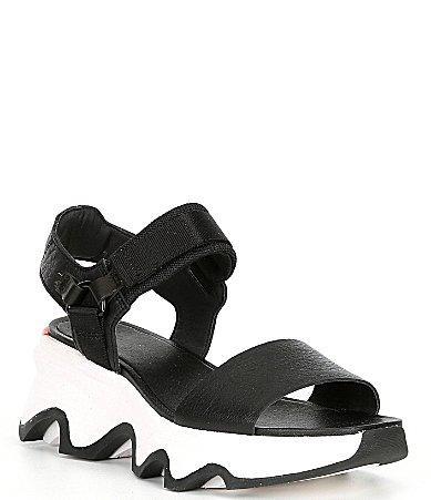 Sorel Kinetic Impact Y-Strap Leather Chunky Sole Platform Dad Sandals Product Image