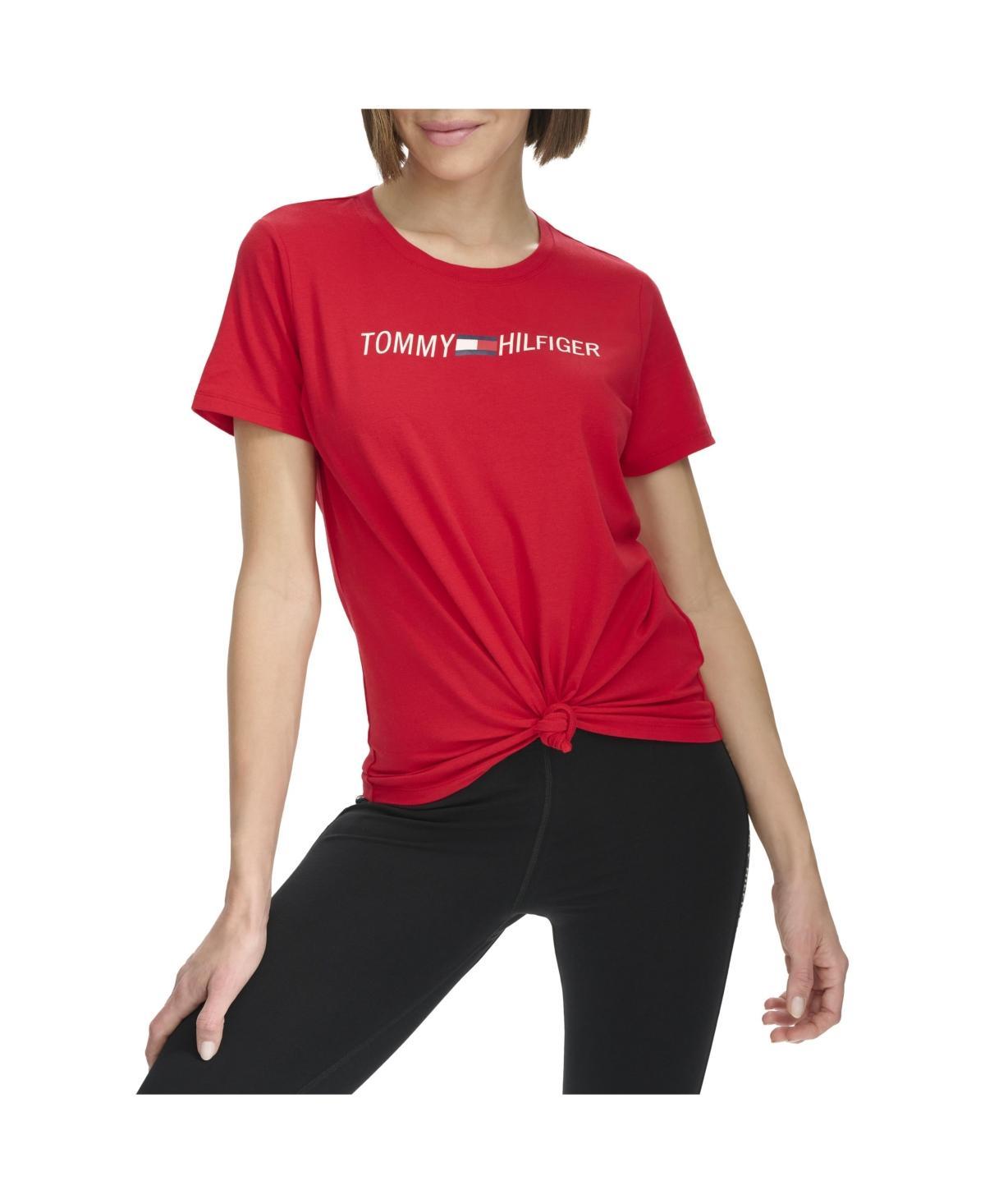 Tommy Hilfiger Womens Knot Front Logo T-Shirt Product Image