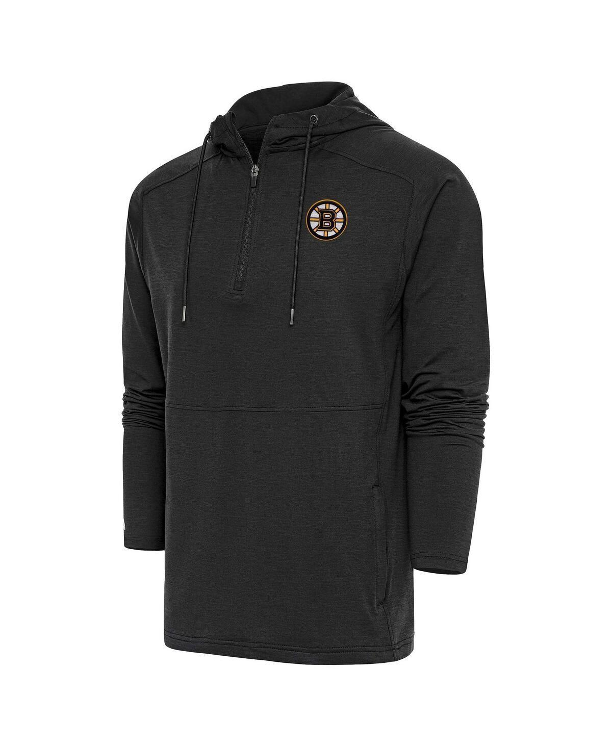 Mens Antigua Heather Black Boston Bruins Spikes Raglan Quarter-Zip Hoodie Product Image