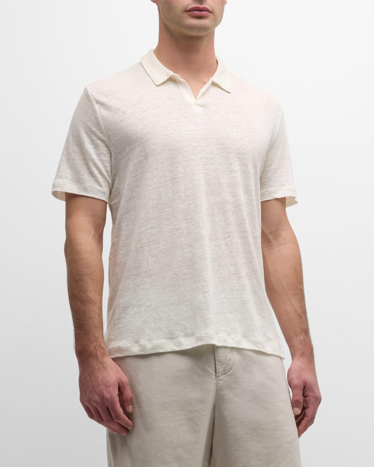 Mens Shaun Linen Johnny Collar Polo Shirt Product Image