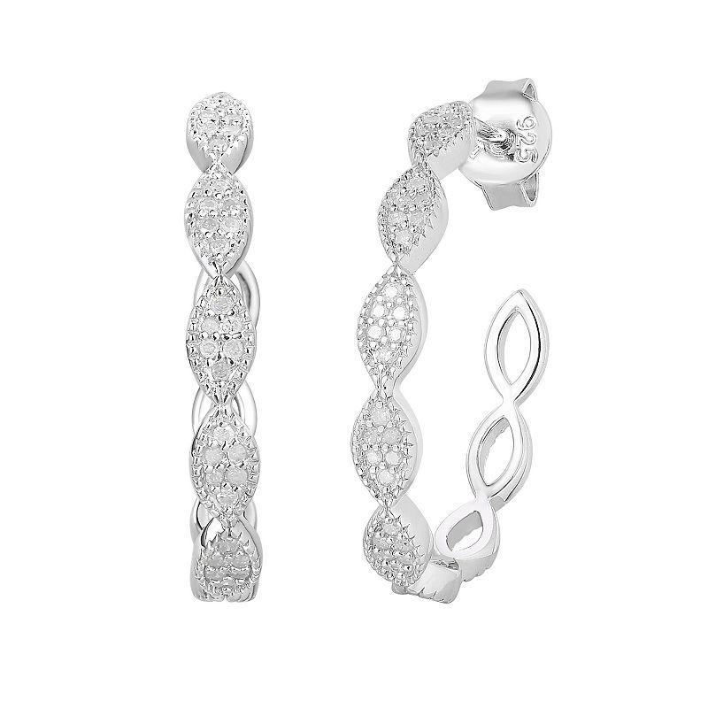 Sterling Silver 1/5 Carat T.W. Diamond Hoop Earrings, Womens, White Product Image