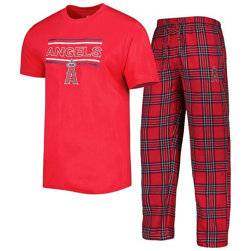 Mens Concepts Sport Red/Navy Los Angeles Angels Badge T-Shirt & Pants Sleep Set Product Image