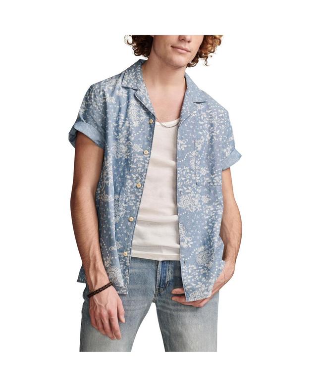 Lucky Brand Mens Printed Chambray Camp Collar Short Sleeve Shirt Product Image