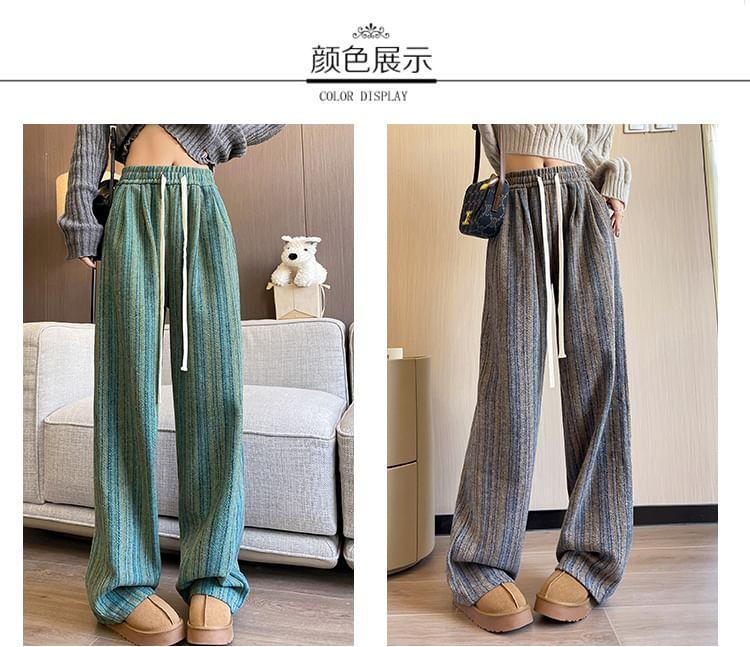 Drawstring Waist Striped Loose Fit Pants Product Image