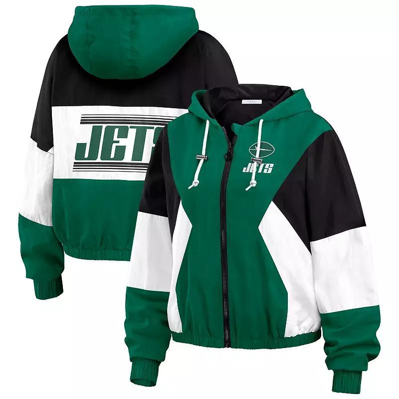 Womens WEAR by Erin Andrews New York Jets Color Block Full-Zip Windbreaker Jacket Product Image