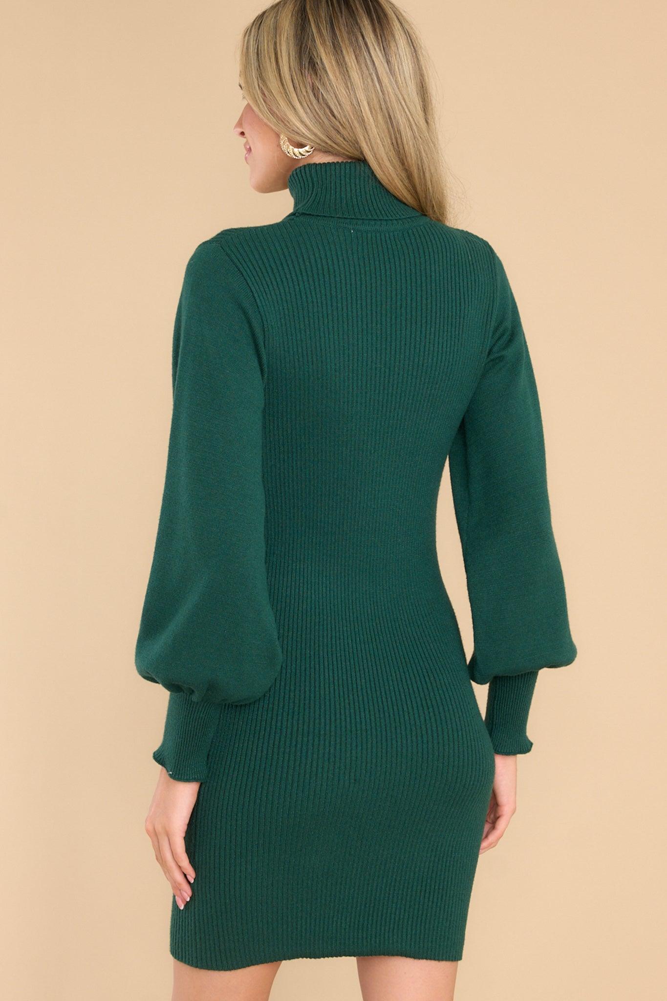 Autumn Elegance Forest Green Sweater Dress Product Image