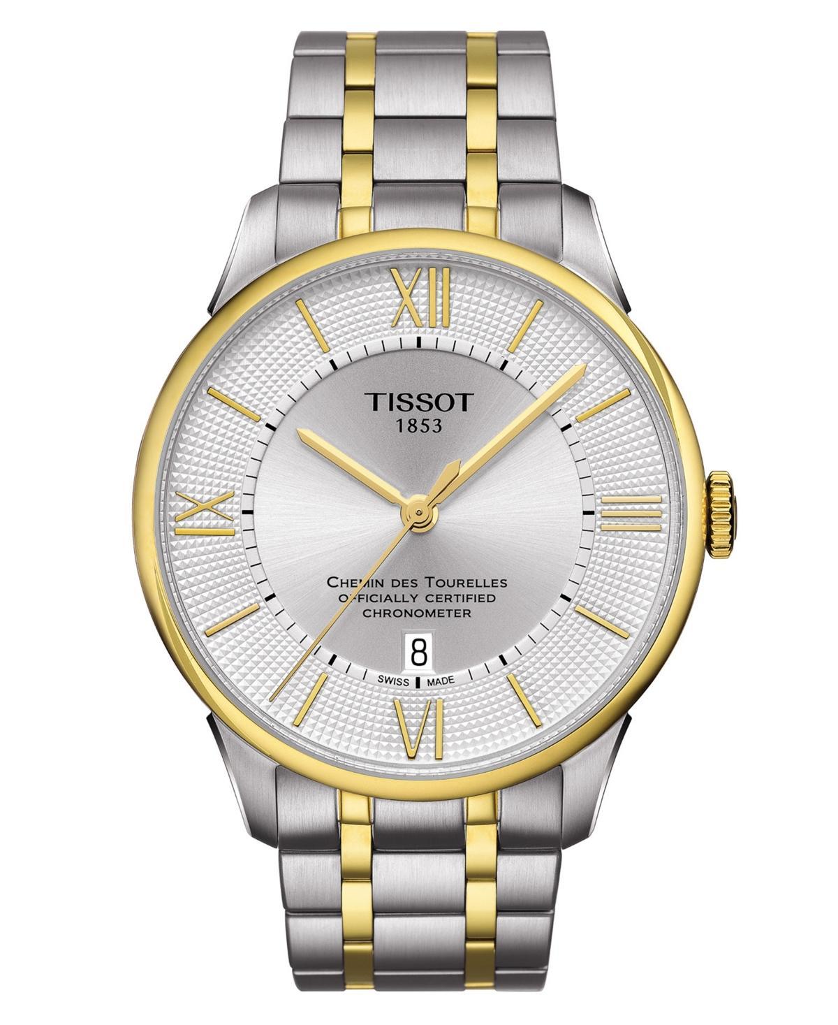 Tissot Mens Swiss Automatic Chemin des Tourelles Powermatic 80 Cosc Two-Tone Stainless Steel Bracelet Watch 42mm - Silver Product Image