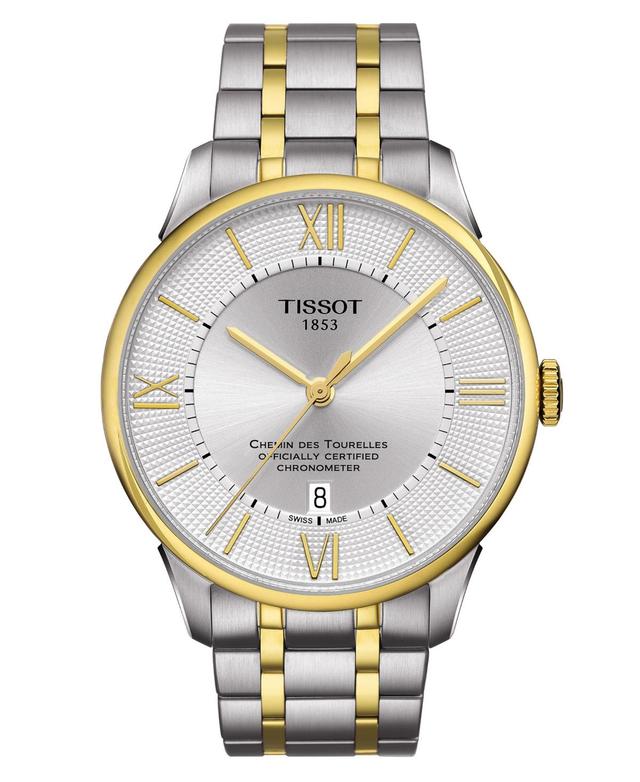 Tissot Mens Swiss Automatic Chemin des Tourelles Powermatic 80 Cosc Two-Tone Stainless Steel Bracelet Watch 42mm - Silver Product Image