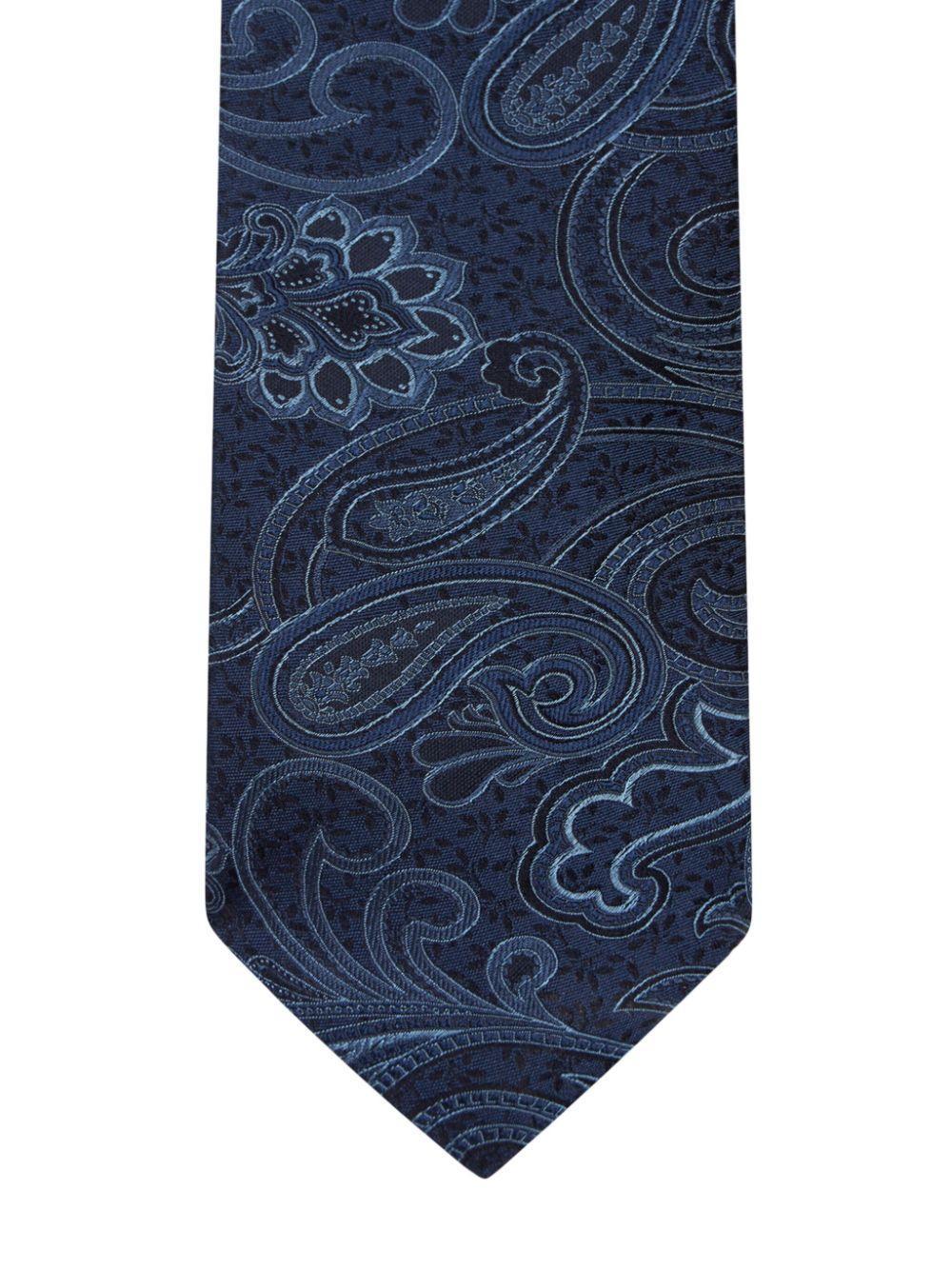 ETRO Paisley-jacquard Silk Tie In Blue Product Image