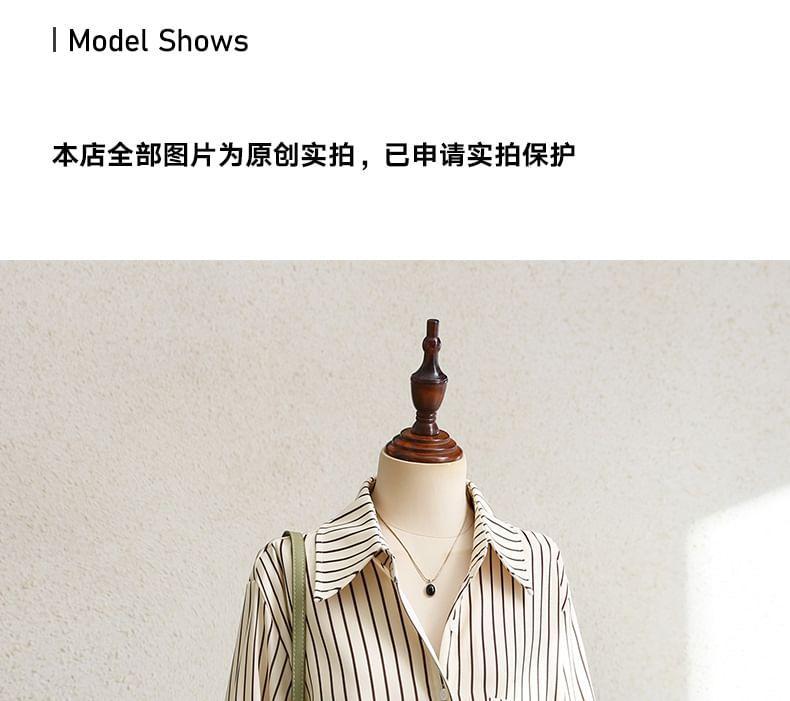 Long Sleeve Collared Striped Button Up Shirt Product Image